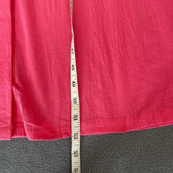 Vtg 80s 90s Two Potato Button Down Tie Back Short Sleeve Maxi Dress XL Pink NOS - Picture 14 of 16